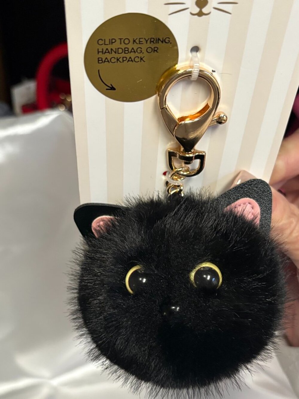 Fluffy Black Cat Keychain